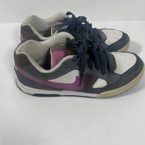 Nike Women's Sneakers with Pink, Gray, and White Accents